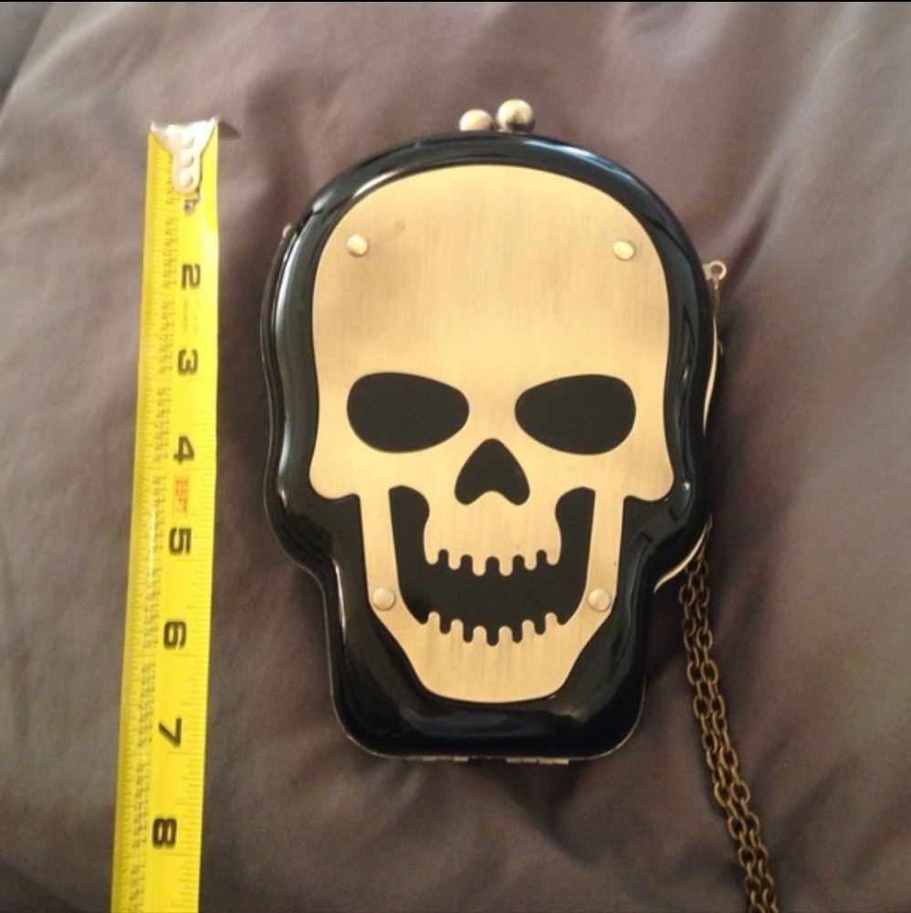 Metal and plastic skull purse